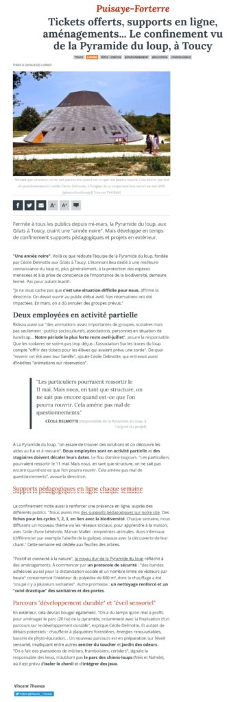 Article Yonne républicaine le 29.04.2020