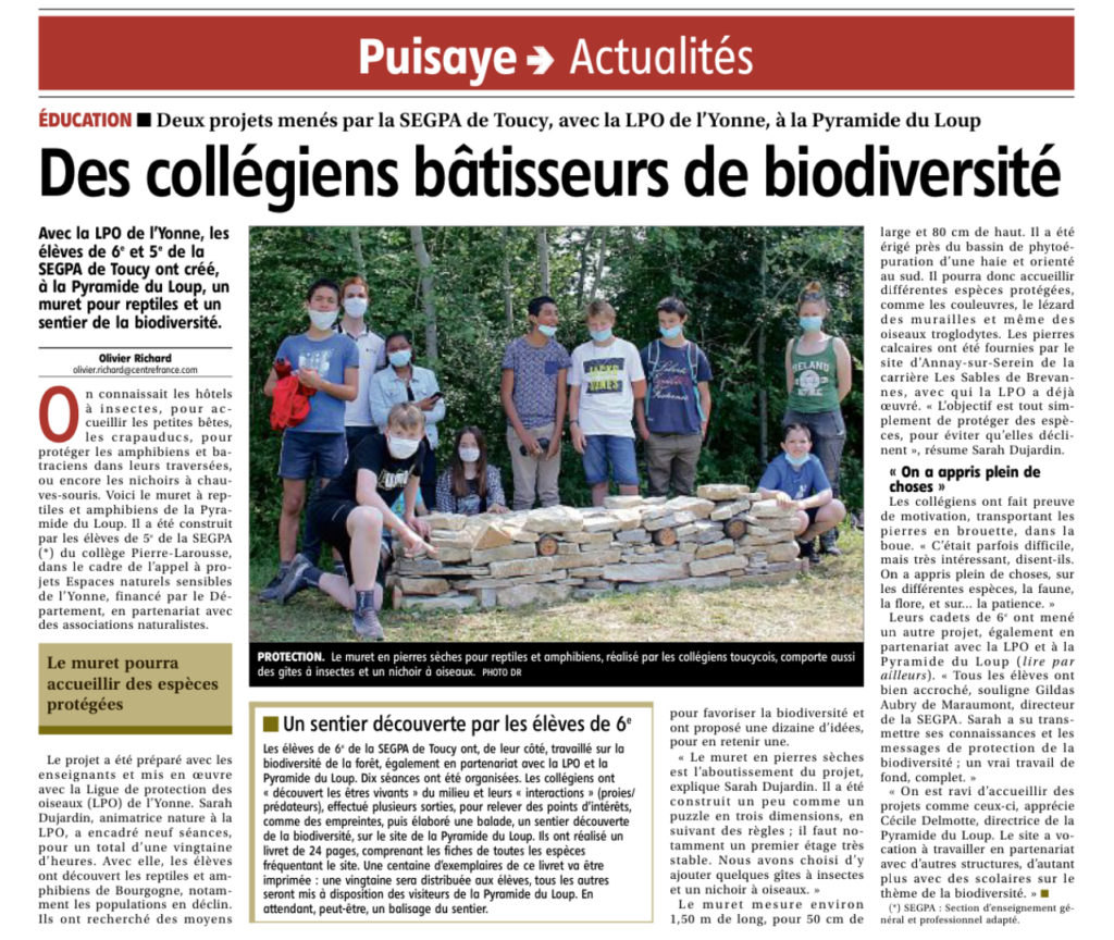 Des collégiens bâtisseurs de biodiversité à la Pyramide du Loup