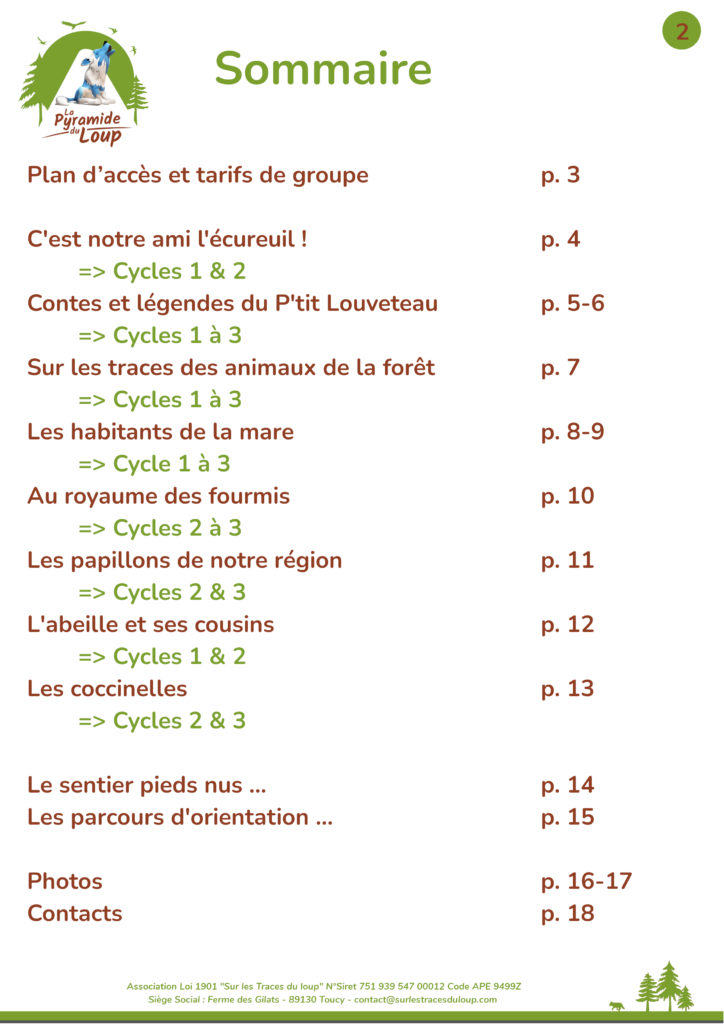 Dossier pédagogique Pyramide du Loup Sommaire