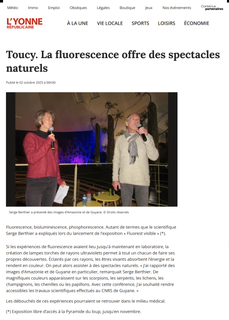 Article de presse sur la fluorescence à la Pyramide du Loup