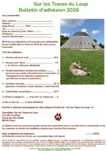 Bulletin adhésion 2026 Sur les Traces du Loup